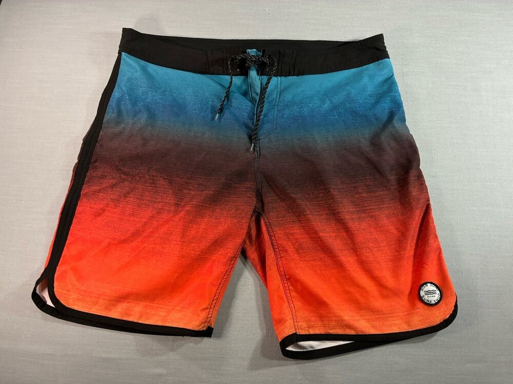 Ron Jon Surf Shop Boardshorts Men’s 38 Sunset Ombre Red Orange Blue